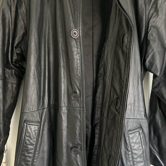 Vintage Duncan Row Women’s Black Leather Trench Coat size Medium - Picture 5 of 6
